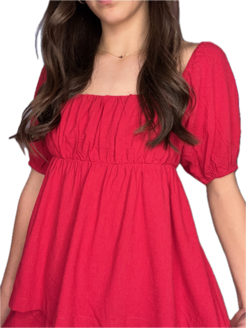 Linen Shorts Set -Red