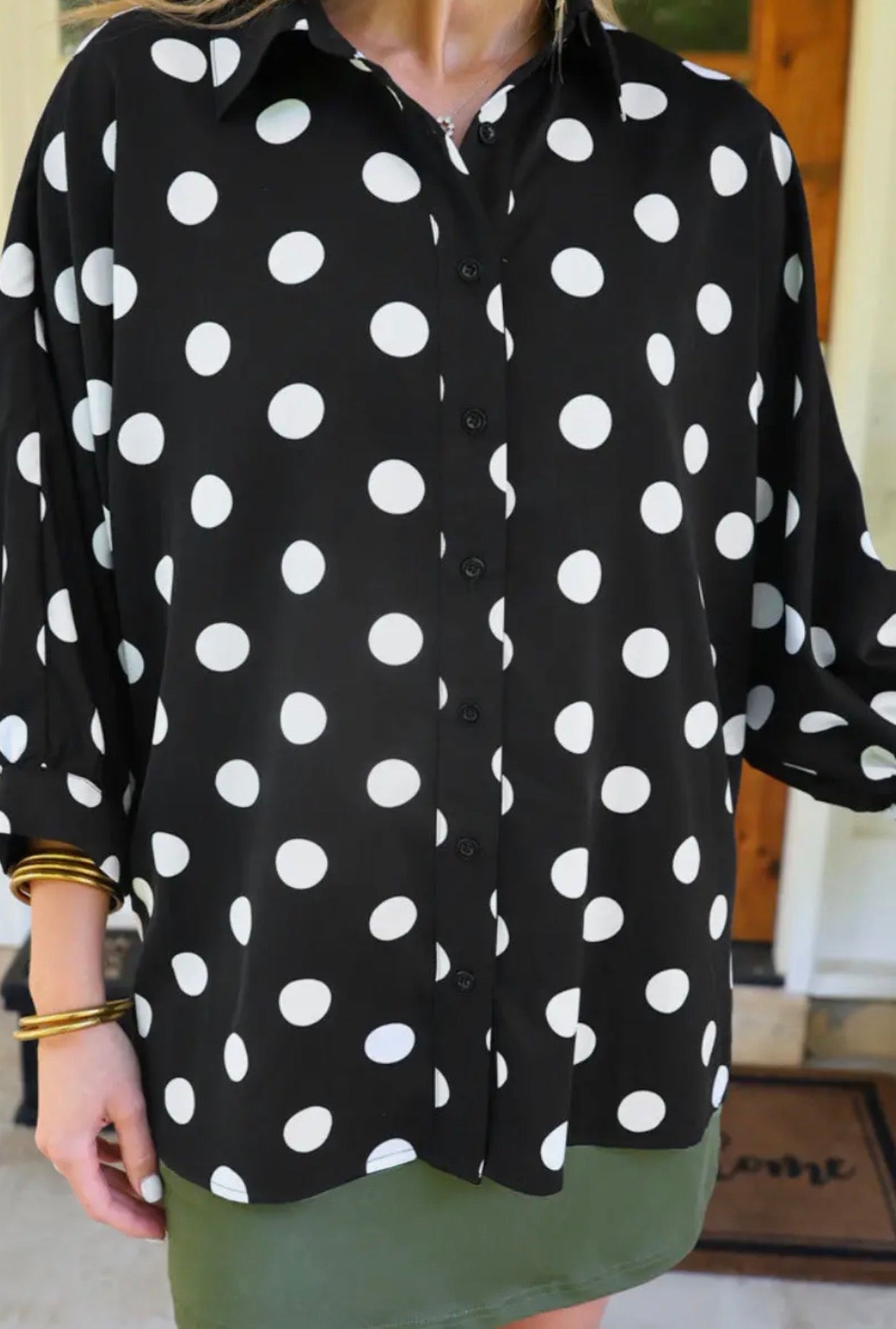 Polka Dot Button Up Top