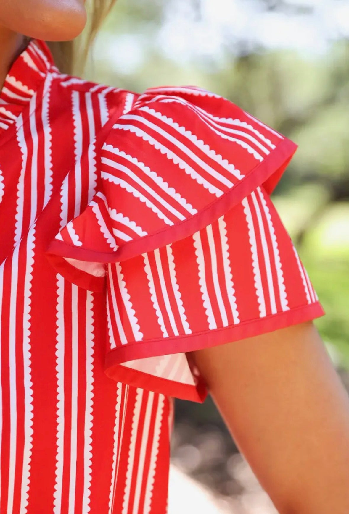 Layla Stripe Fluttered Sleeve