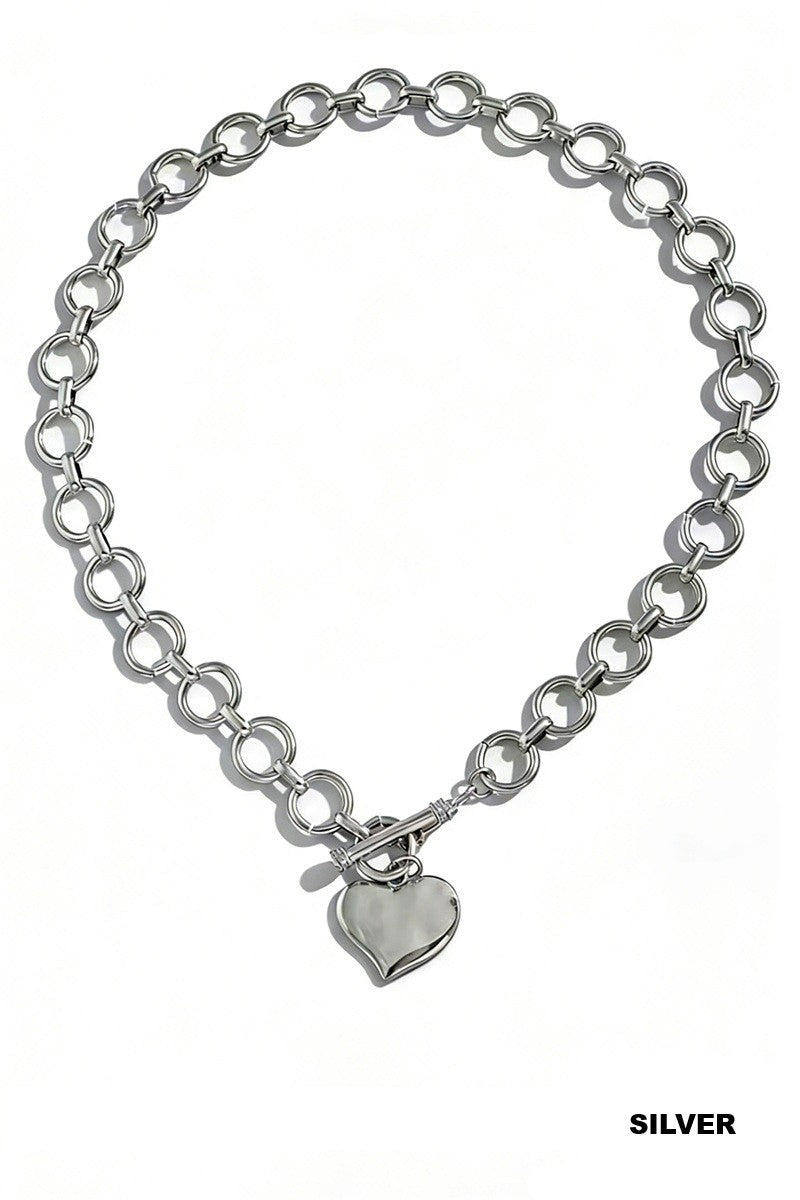 Notable Hammered Heart Toggle Necklace
