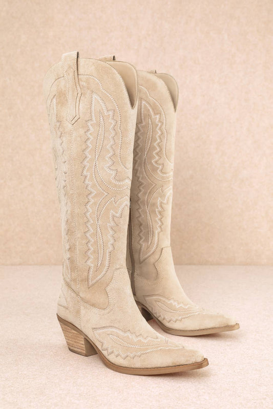 TESS-M WESTERN EBROIDERED POINTED-TOE TALL BOOTS