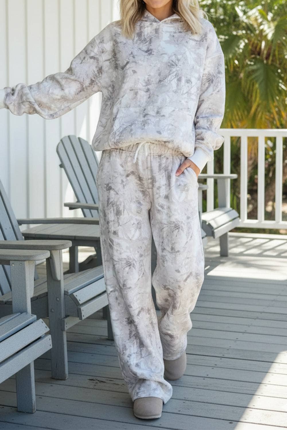 66Camo Plant Hooded Hoodie and Pants Set (S-XL)