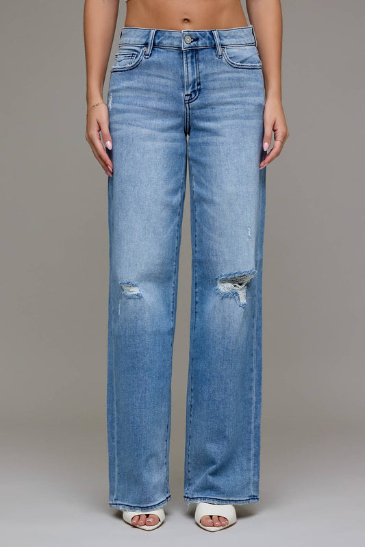 Hidden Logan Medium Wash Mid Rise Dad Jean