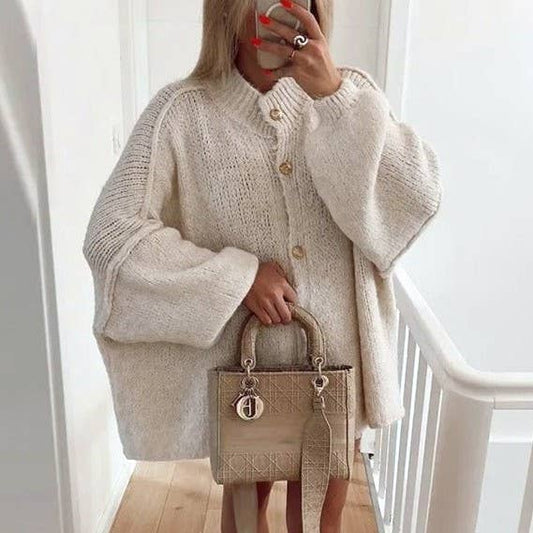 Chunky Button Down Bat-Sleeved Cardigan