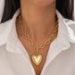 SPIKED HEART CHUNKY CHAIN TOGGLE NECKLACE | 40NK9575
