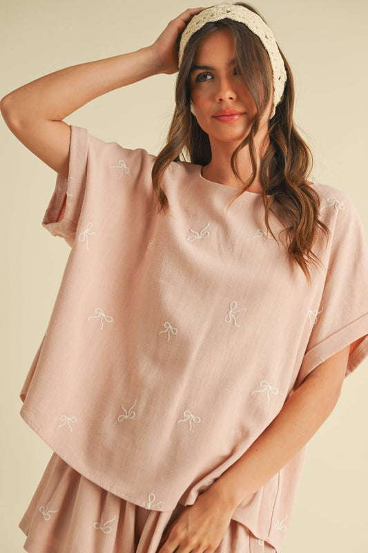 IST1598-H OVERSIZED SHORT SLEEVE TOP WITH BELTED SHORTS SET