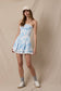 BLUE FLORAL TIERED LACE DOWN TUBE MINI DRESS