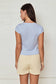 PT19580 - Striped Ribbed Button Front Top