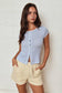 PT19580 - Striped Ribbed Button Front Top