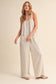 IJP3259 PINSTRIPE RELAXED FIT SLEEVELESS JUMPSUIT