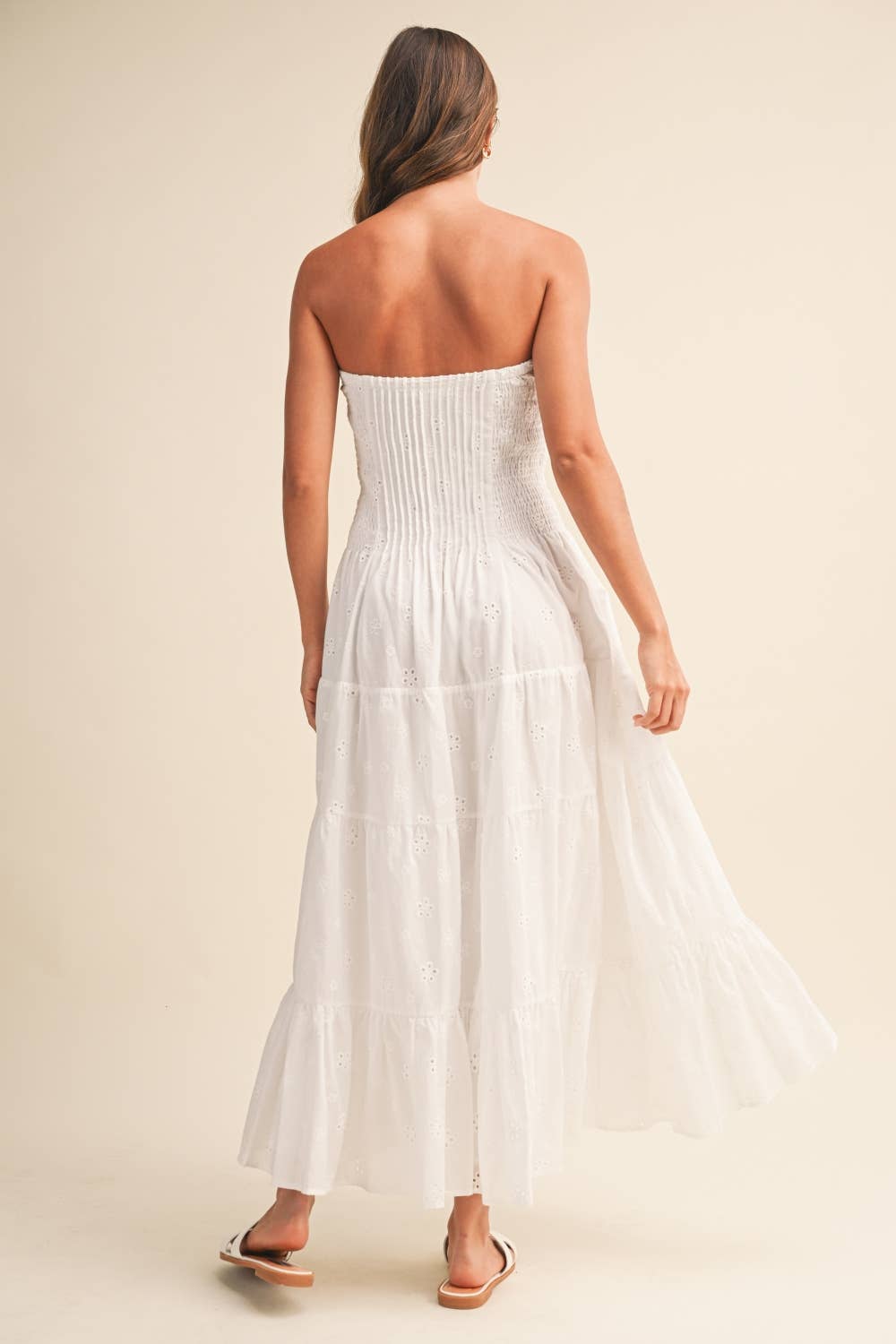 ID9542 PLEATED DETAIL LAYERED MIDI DRESS