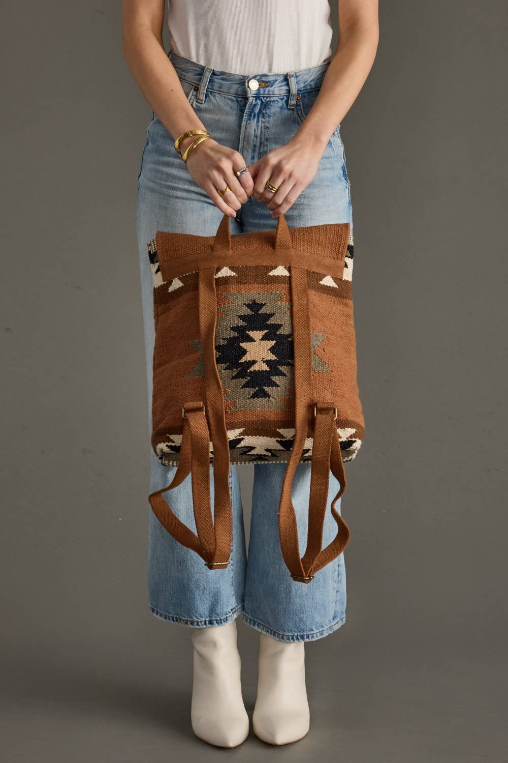 Rust, Olive & Cream Aztec Backpack