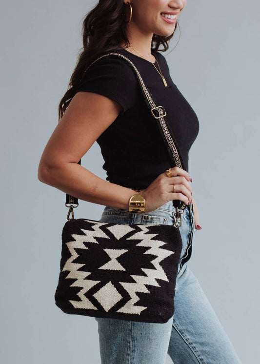 Black & Cream Aztec Crossbody