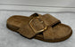 Taupe buckle criss cross sandal