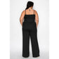 PLUS SIZE CROP TANK AND ELASTIC WAIST WIDE LEG PANTS MATCHIN