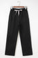 Fleece Lined Leopard Drawstring Elastic Waist Solid Pants