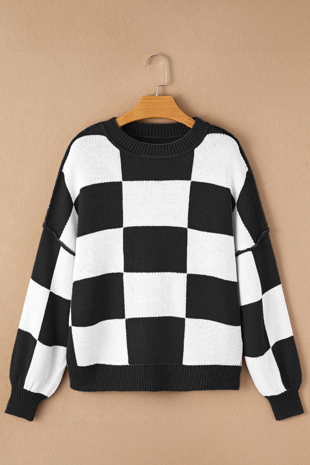 Checkered Bishop Sleeve Sweater (S-XL)