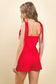 CT9361-Piping Detail Square Neckline Self Tie Straps Top