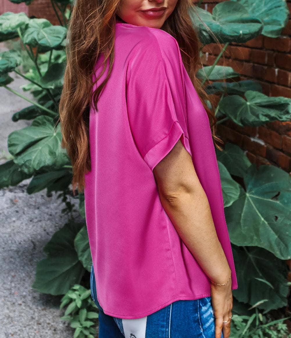 Silky V Neck Dolman Blouse