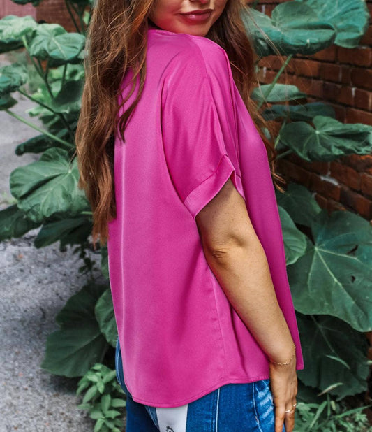 Silky V Neck Dolman Blouse