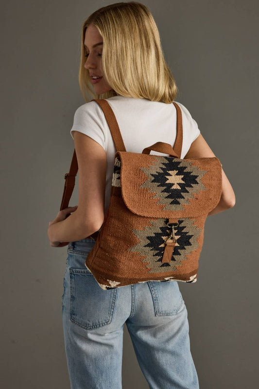 Rust, Olive & Cream Aztec Backpack
