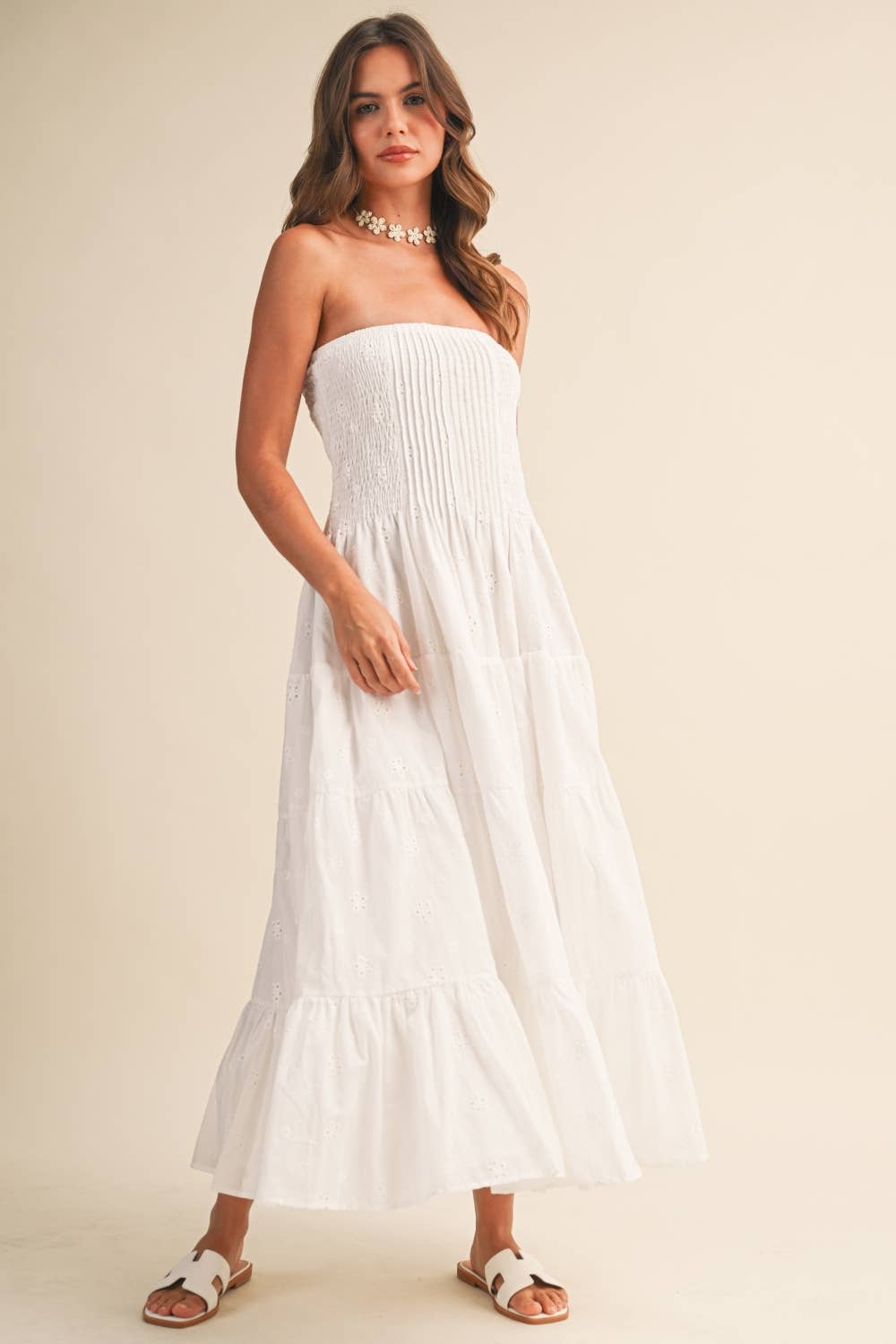 ID9542 PLEATED DETAIL LAYERED MIDI DRESS