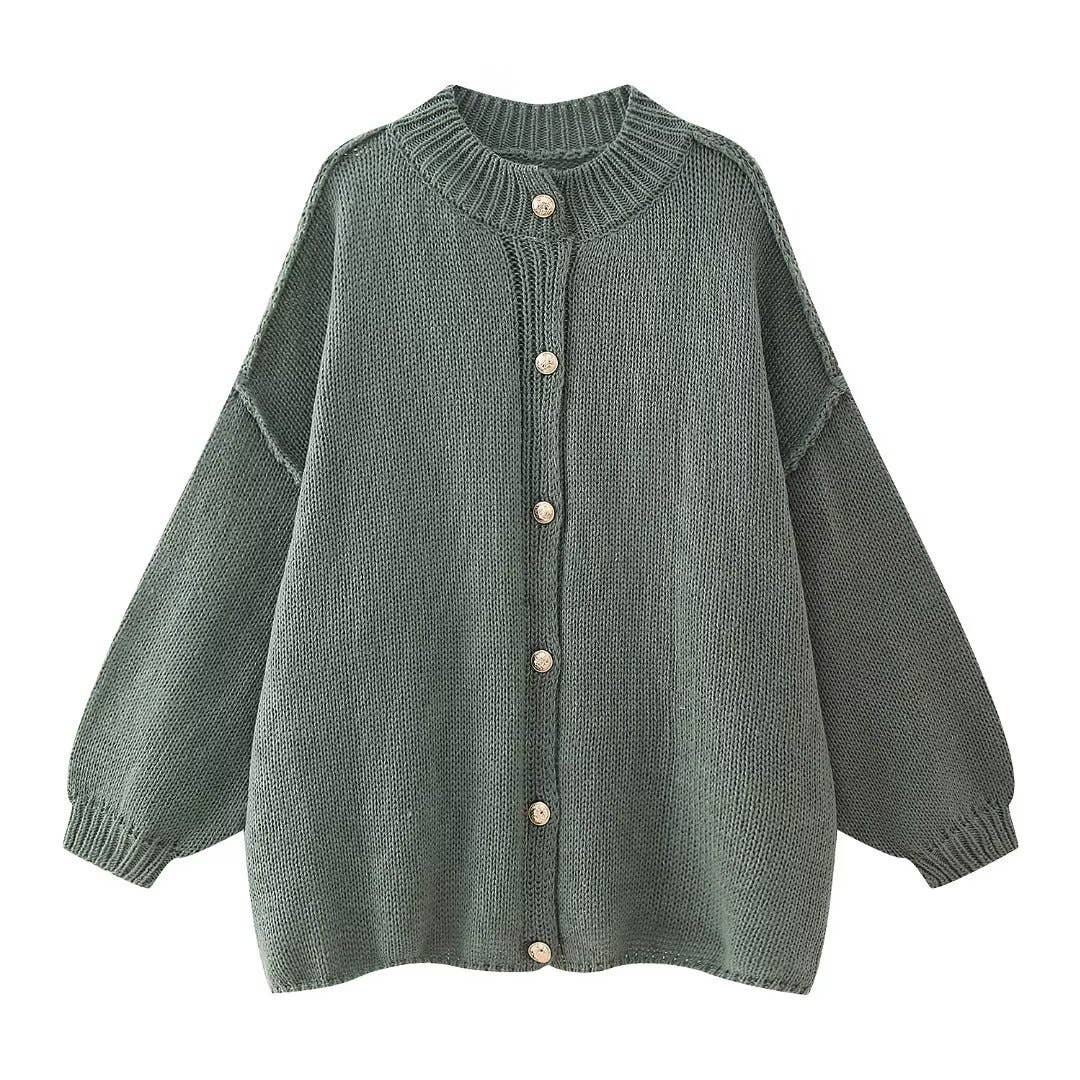 Chunky Button Down Bat-Sleeved Cardigan