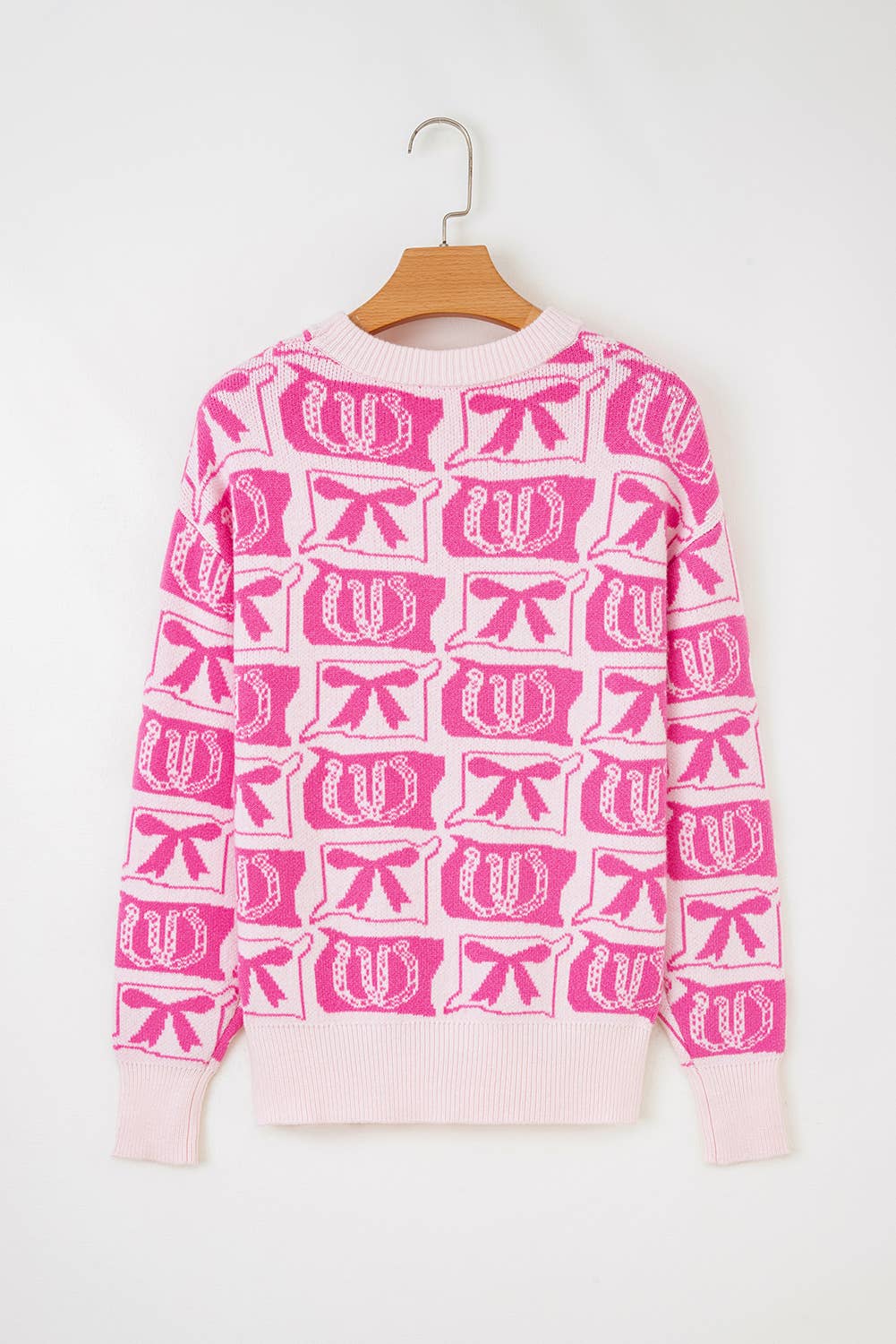Bows Horseshoes Pattern Western Plus Size Sweater (S-4X)