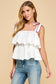 CT8861-Square Neckline Tiered Ruffle Top