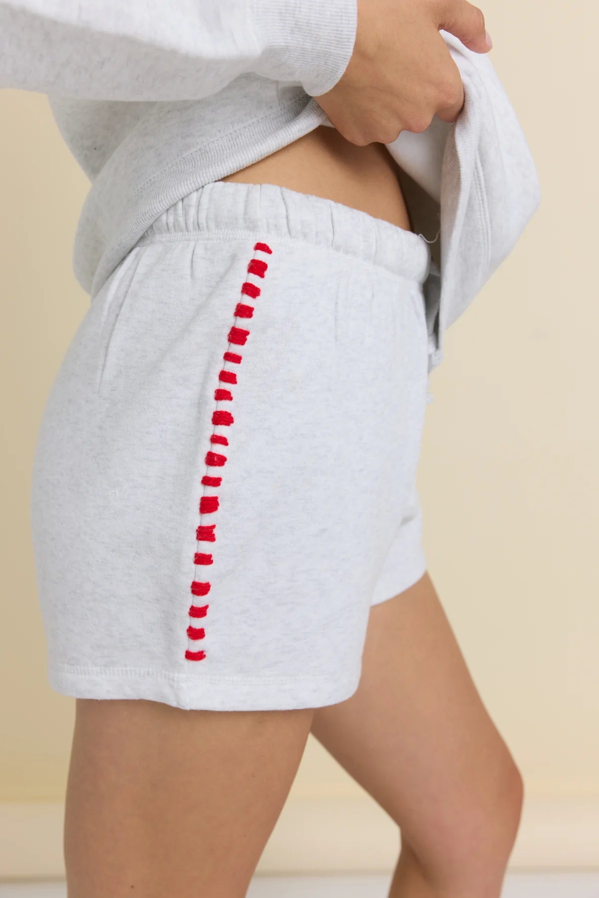 Icy Heather Grey Embroidered Surf Wash Shorts
