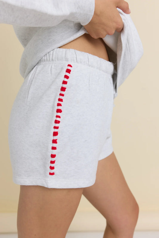 Icy Heather Grey Embroidered Surf Wash Shorts