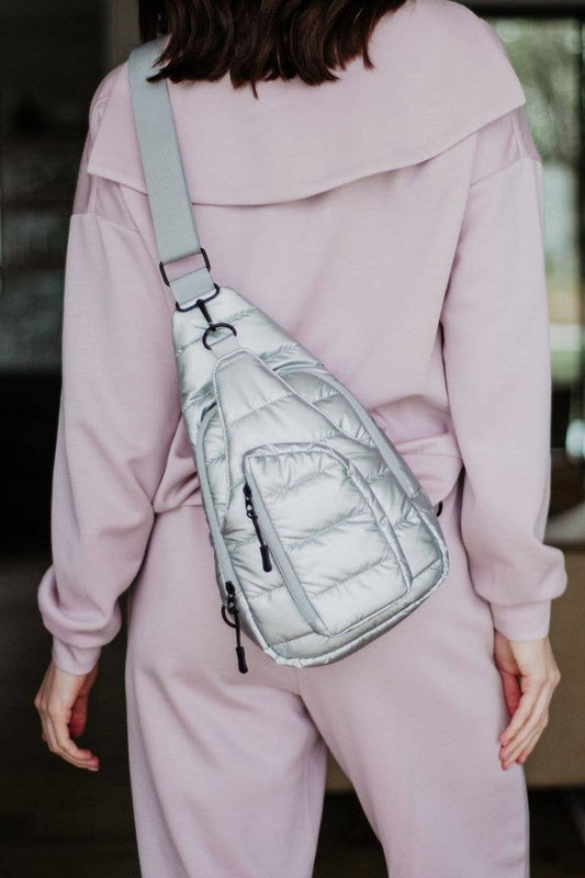 Silver Metallic Sling Bag Wholesale