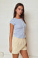 PT19580 - Striped Ribbed Button Front Top