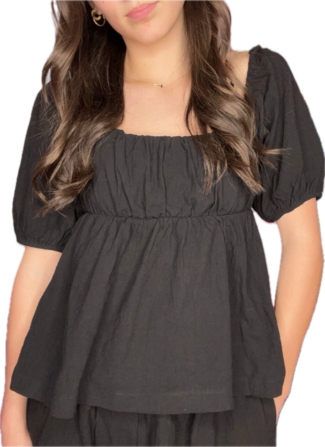 Linen Short Set - Black