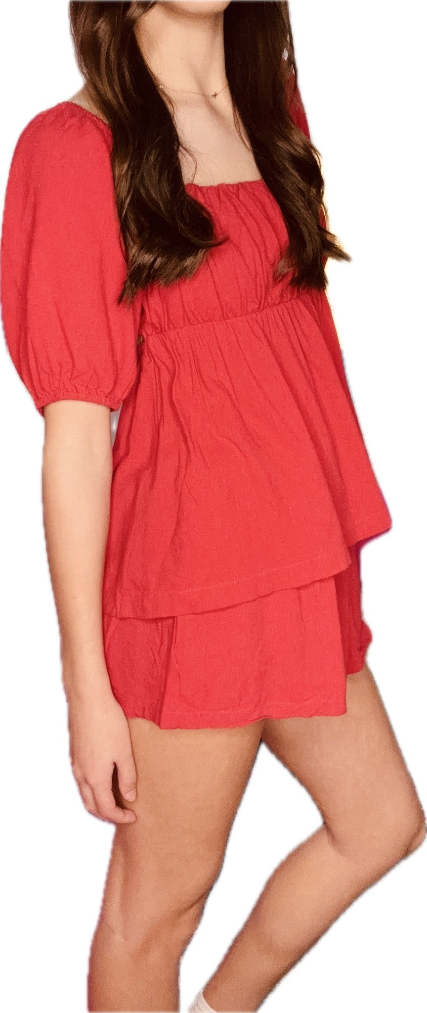Linen Shorts Set -Red