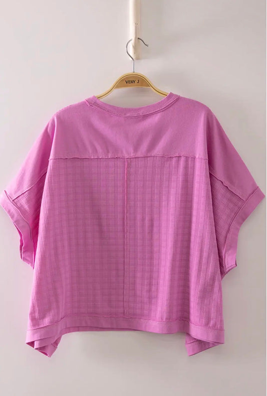 Dolman Sleeve Textured Knit Casual Top