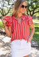 Layla Stripe Fluttered Sleeve
