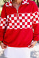 Red End Zone Checkered Pullover