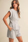 Short Sleeve French Terry Pleated Top and Shorts