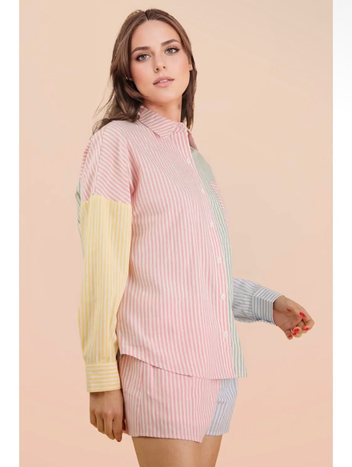 Strip Color Block Short Set