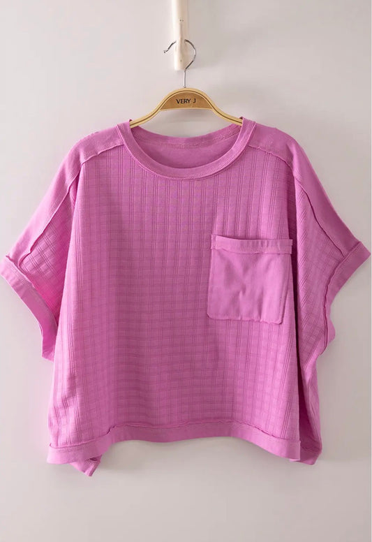 Dolman Sleeve Textured Knit Casual Top