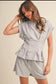 Short Sleeve French Terry Pleated Top and Shorts