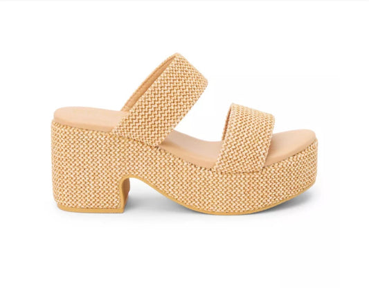 Ocean Chestnut Raffia Platform Heels