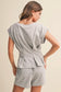 Short Sleeve French Terry Pleated Top and Shorts
