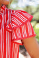 Layla Stripe Fluttered Sleeve