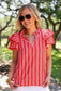 Layla Stripe Fluttered Sleeve