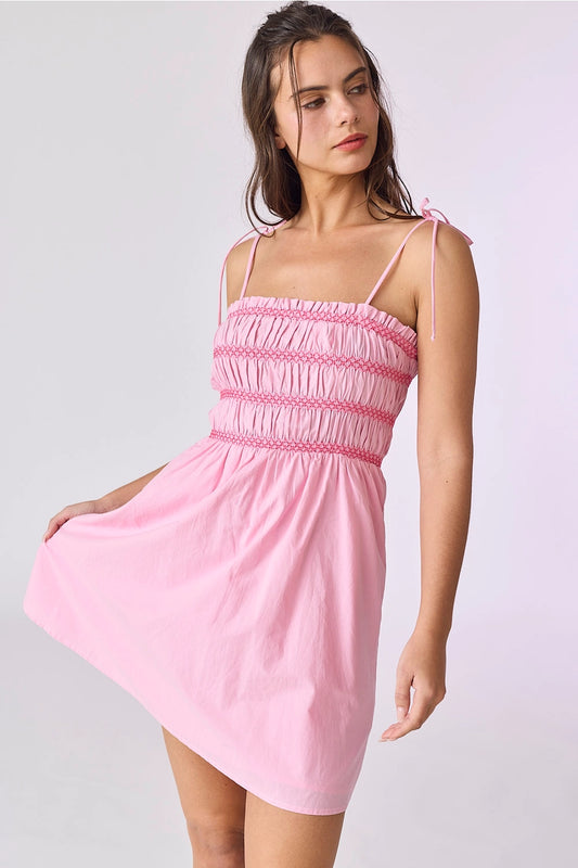 Hailey Smocked Tie Strap Mini Dress