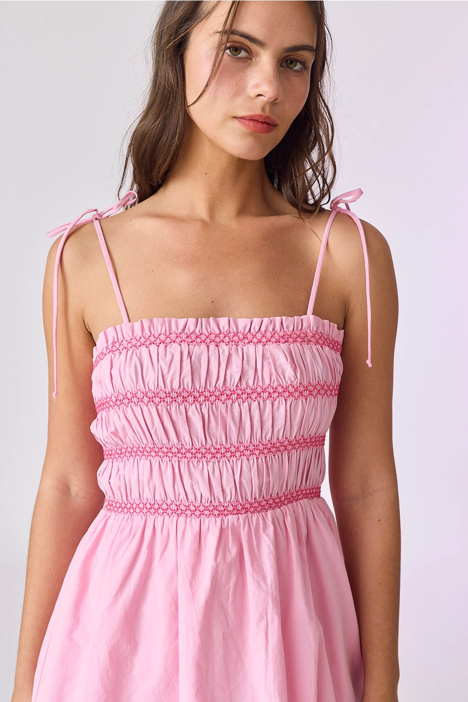 Hailey Smocked Tie Strap Mini Dress
