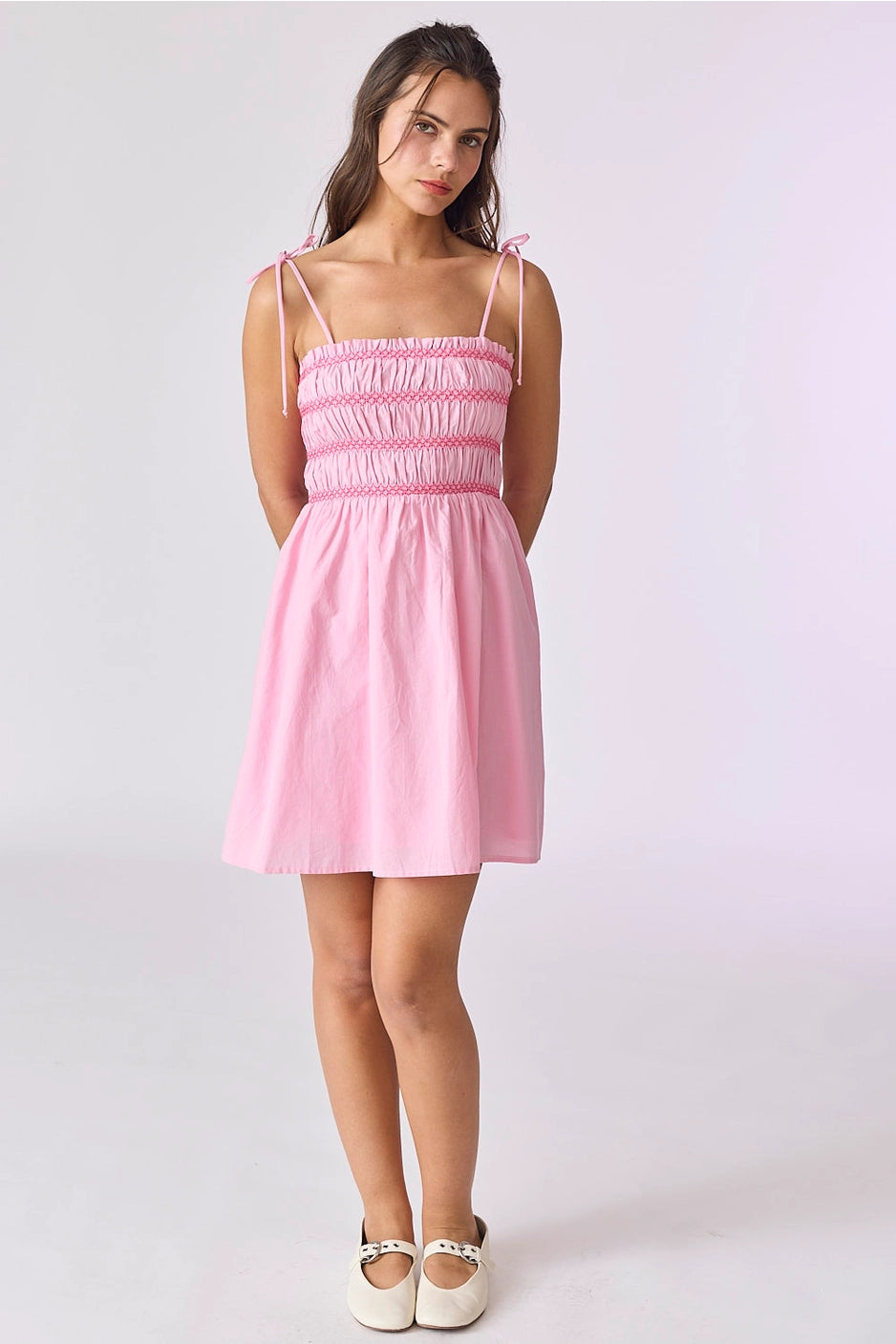 Hailey Smocked Tie Strap Mini Dress