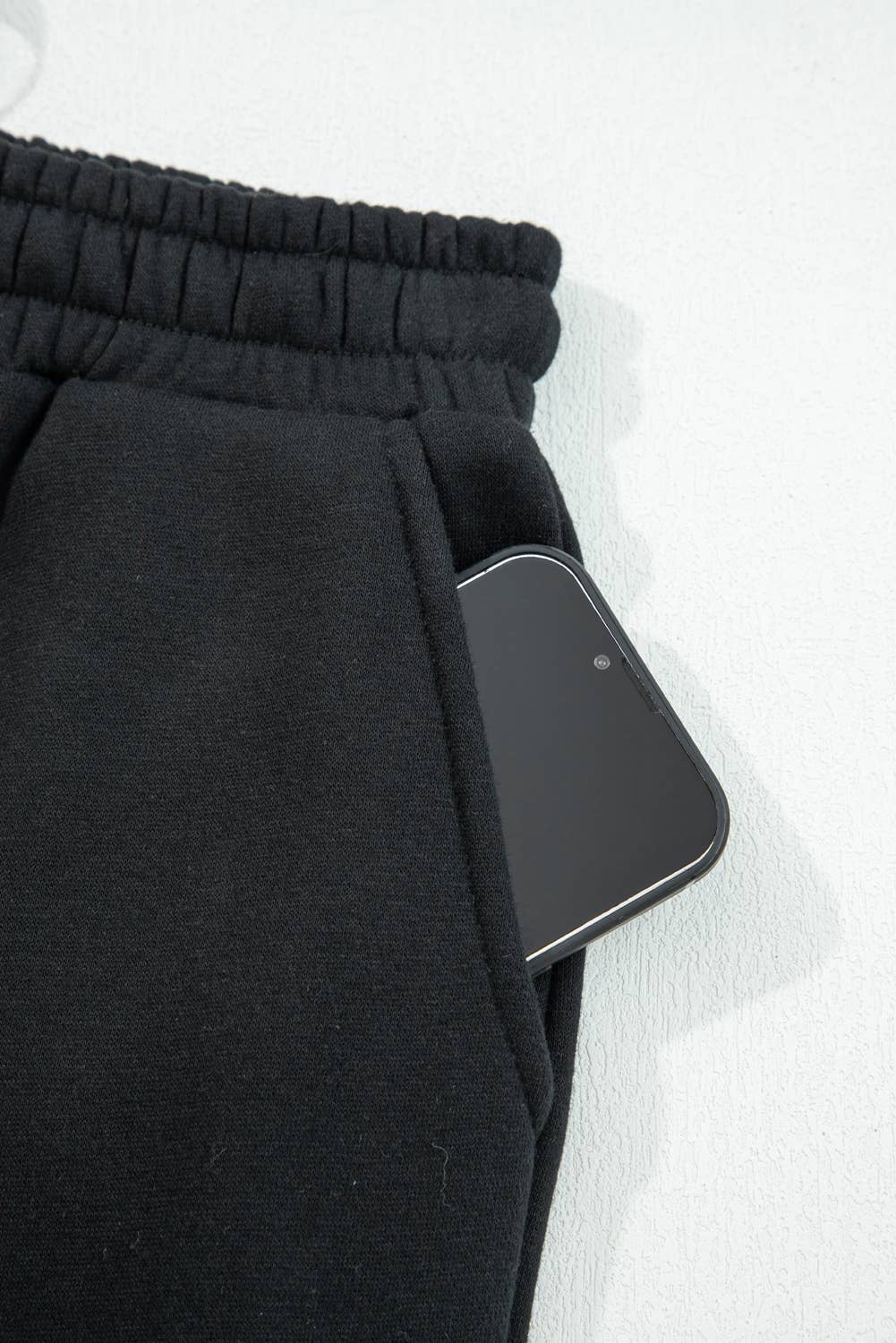 Fleece Lined Leopard Drawstring Elastic Waist Solid Pants